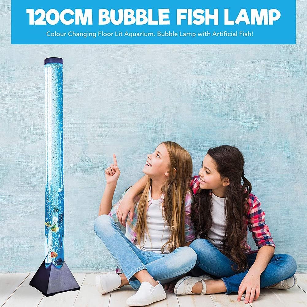 EDIER 3.9 FT Fish Bubble Tube, Sensory Bubble Lamp, Fish Lamp with Remote Control for Bedroom,Living Room,Great Gifts for Autism