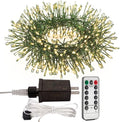 Firecracker Fairy Lights Plug in,20ft 200LEDs Green Wire Cluster String Lights,Waterproof 8 Modes Remote Twinkle Light for Outdoor Indoor Garden Bedroom Christmas Tree Holiday,Warm White