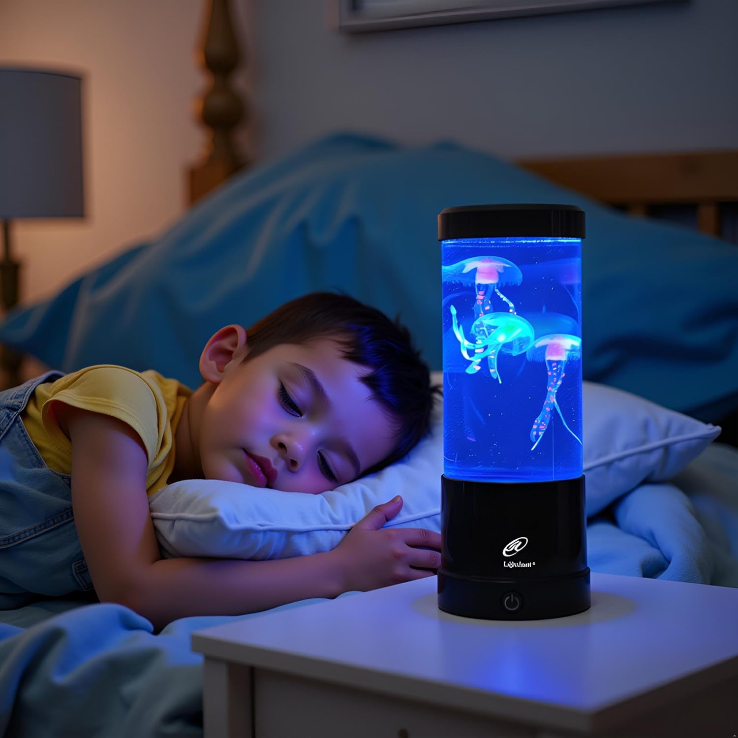 Lightahead Mini LED Round Jellyfish Sensory Aquarium Lamp Color Changing Light Effects, A Sensory Synthetic Jelly Fish Aquarium Tank 9 inches Mood Lamp.