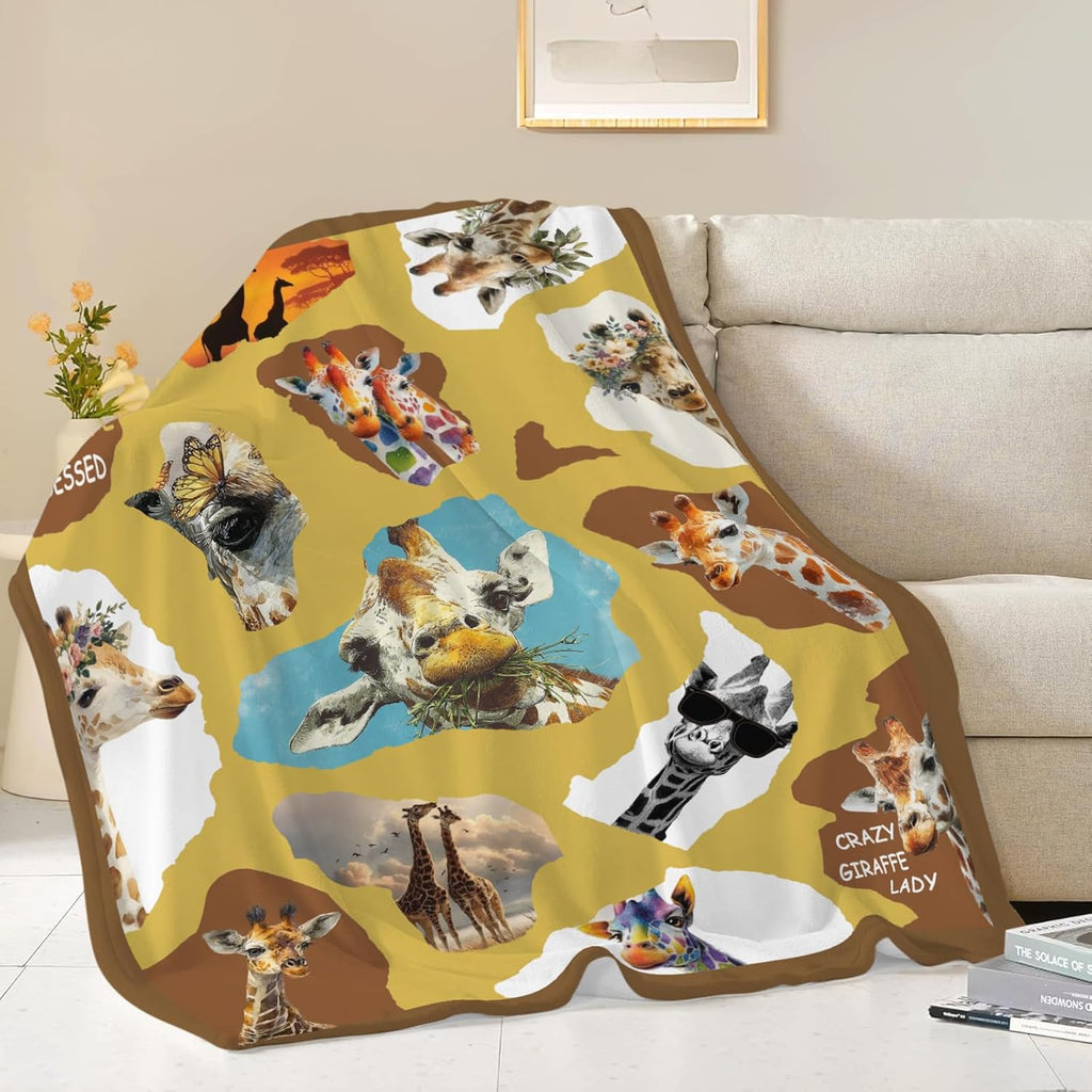 Giraffe Throw Blanket Giraffe Stuff Gifts for Kids Girls Boys Adults Women Men Soft Cozy Warm Plush Fluffy Fuzzy Fleece Blanket Decor 60''X80''