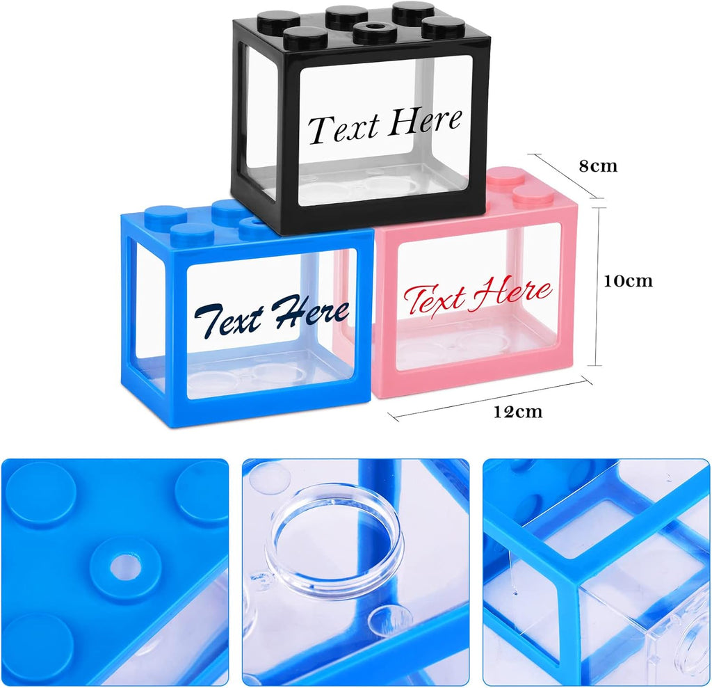 Custom Personalized Acrylic Fish Tank 3x4x5 Inch with Led Lighting (Black)