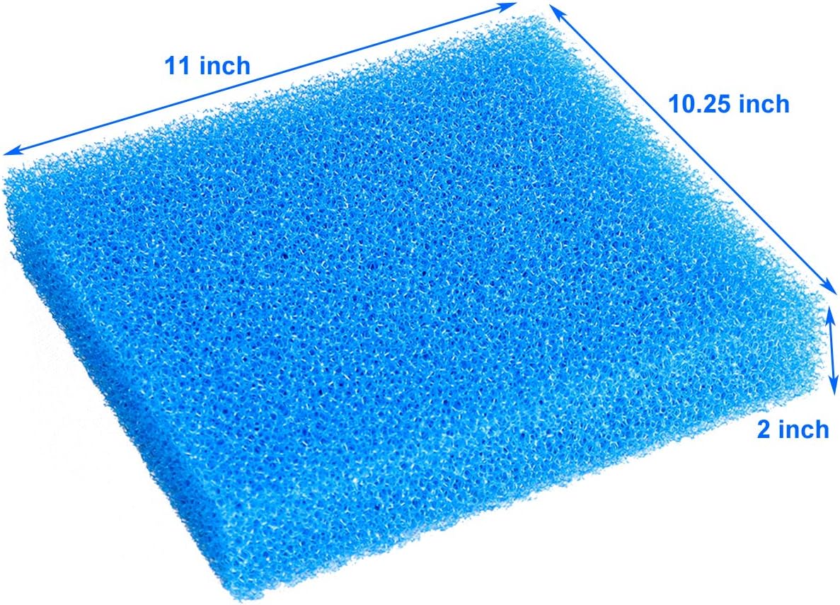 AQUANEAT Aquarium Filter Sponge Open Cell Foam Sheet Bio Sponge Filter Media Pad HMF Fish Tank Sump Divider (11" Lx 10.25" W x 2" H, Blue)