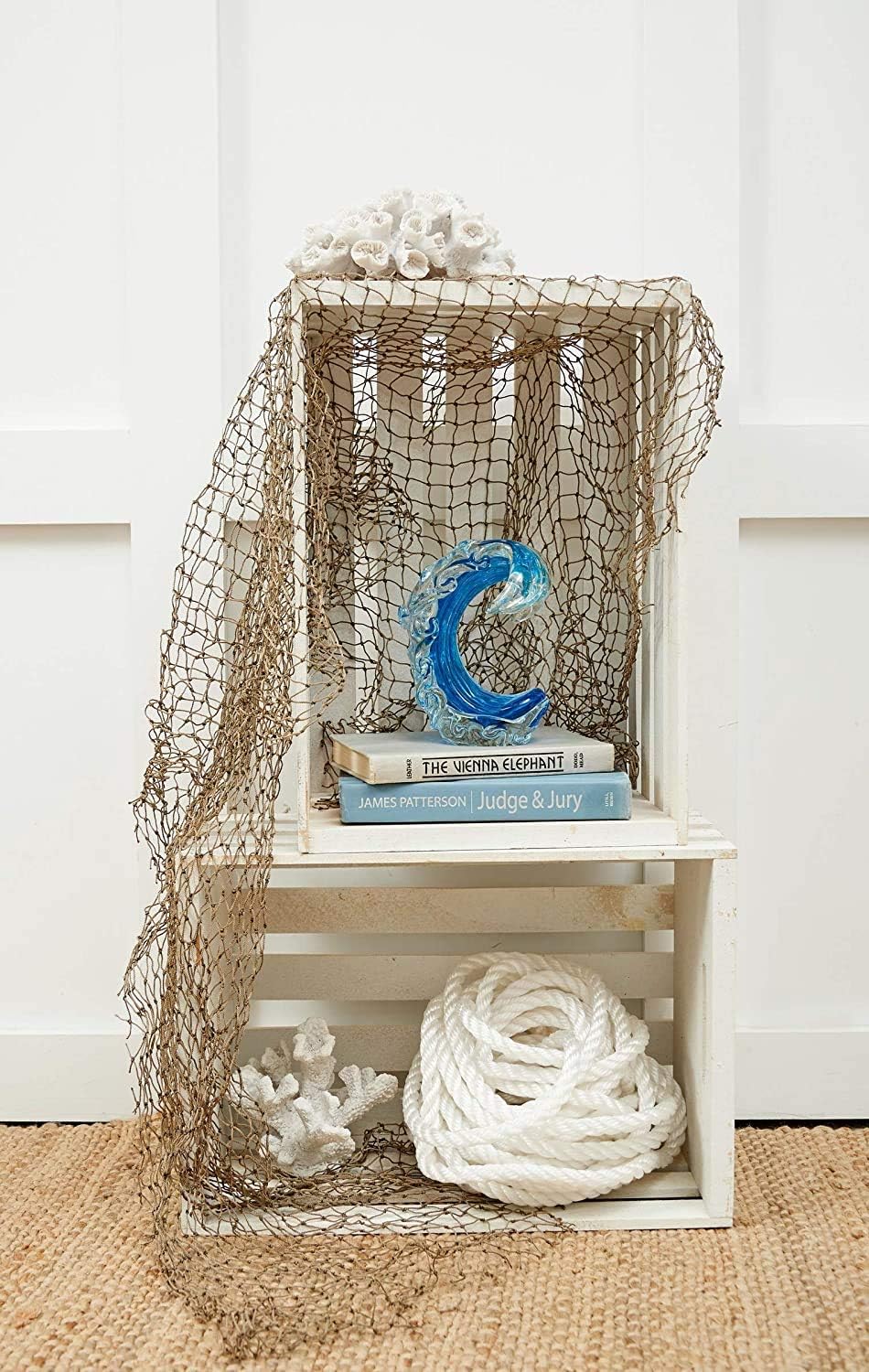 Beachcombers Rolling Ocean Coastal Table Top Nautical Decor Decoration Glass Art Blue