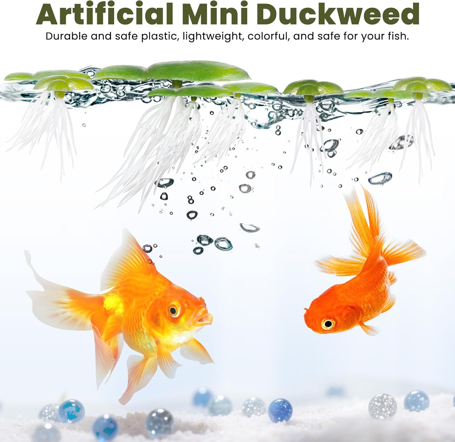 36 Pack Artificial Mini Duckweed with Root, Artificial Floating Plant Plastic Aquarium Simulation Floating Plants for Aquarium Tank Decor