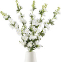 IPOPU White Flower Larkspur Artificial Flowers 5PCS Faux Delphinium Silk for Vase, Decoration, Floral Centerpieces, Wedding Table, Home Decor