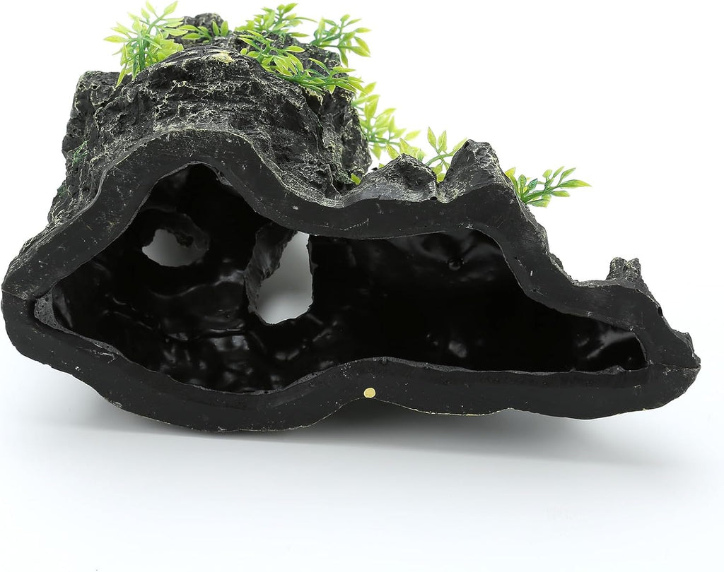 Aquarium Decorations Large Mountain View Stone Ornaments, Fish Tank Decorations Extra Large and Tall Aquarium Decor for Fish Tank Hideout Tree House Rock Cave for Small Fish Betta Hideaway Cave