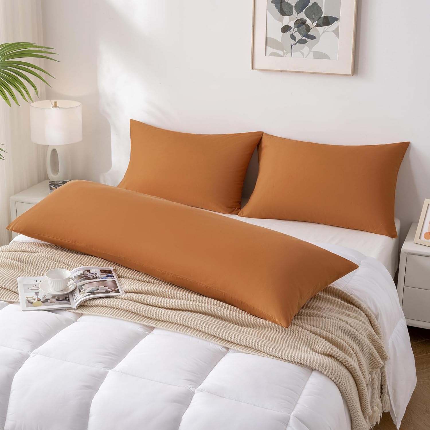 JELLYMONI Pillowcases Standard Set of 4 Cotton Envelope Pillow Covers Caramel 20×26in Bed Pillow Cases 100% Washed Cotton Soft Breathable (Pillows are not Included)