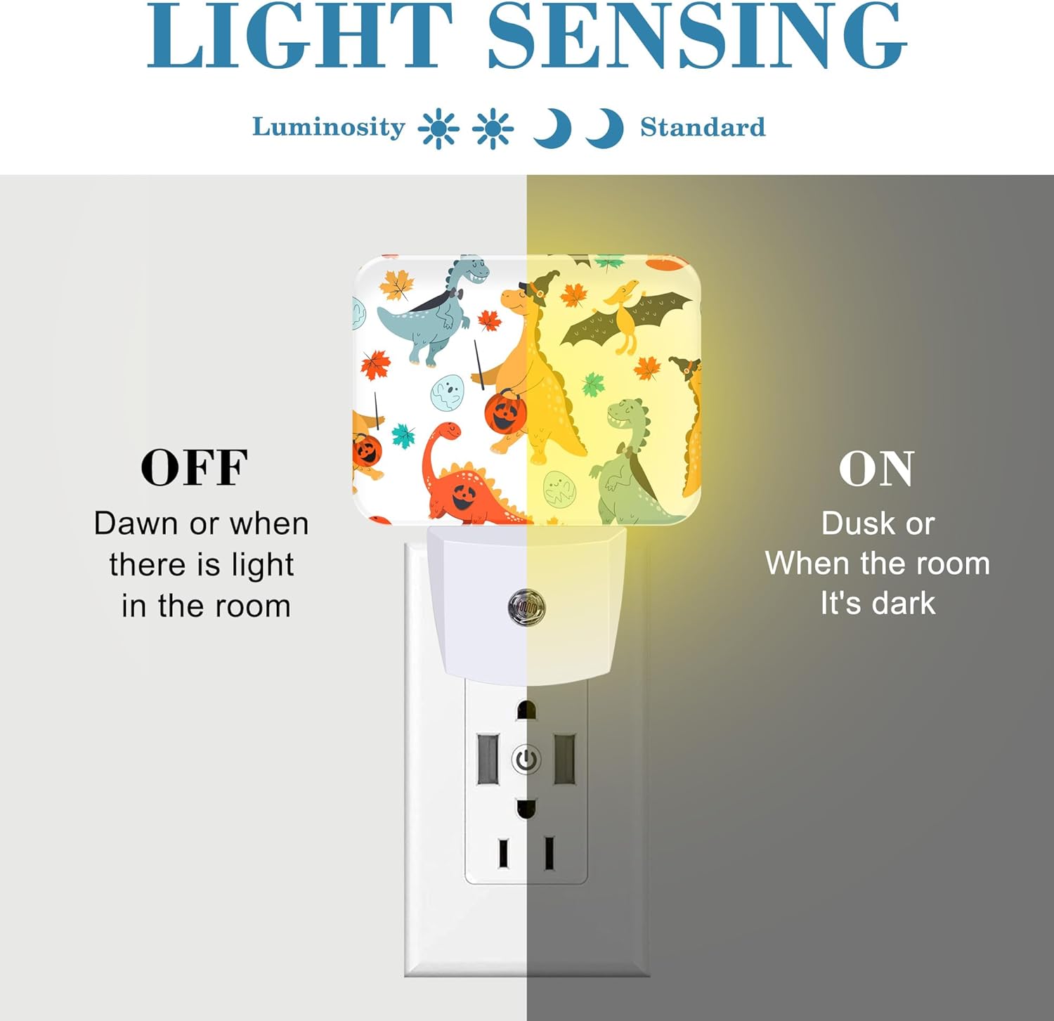 Halloween Cute Funny Dinosaur Night Light for Kids, Halloween LED Night Light Plug into Wall with Dusk to Dawn Sensor for Girls Boys Women Men Bedroom,Hallway,Kitchen,Bathroom,Stairs Decor