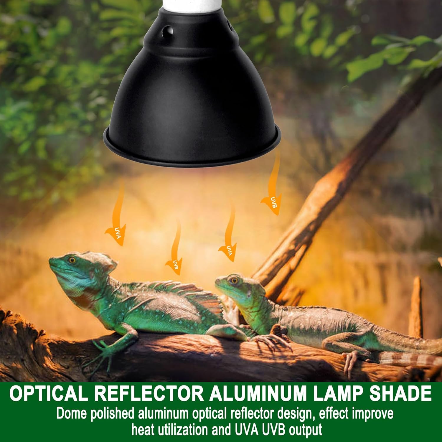 BNOSDM Reptile Light Fixture,5.5 Inch Shallow Dome Reptiles Heat Lamp Fixture for UVB UVA Bulb,Heat Basking Bulb,Optical Reflection Heat Lamp Fixtures for Reptile Amphibian Tank Terrariums