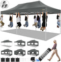 HOTEEL 10x20 Pop up Canopy Tent for Parties, Heavy Duty Easy Setup Tent with 6 Sidewalls, Outdoor Commercial Instant Gazebo for Wedding Event, with Roller Bag & Sand Bags, Grey(Hexagonal Frame)