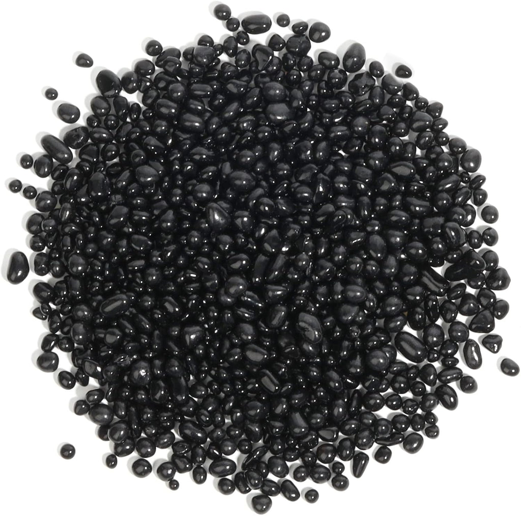 T4U Tumbled Chips Stones Crushed Black Gravels 2 LB, Irregular Shaped Natural Rock Pebbles, DIY Polished Rocks for Potted Plant, Bonsai, Vase Fillers Aquarium Decoration, Aquarium Gravel Rocks