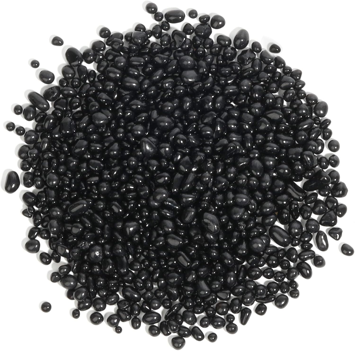 T4U Tumbled Chips Stones Crushed Black Gravels 2 LB, Irregular Shaped Natural Rock Pebbles, DIY Polished Rocks for Potted Plant, Bonsai, Vase Fillers Aquarium Decoration, Aquarium Gravel Rocks