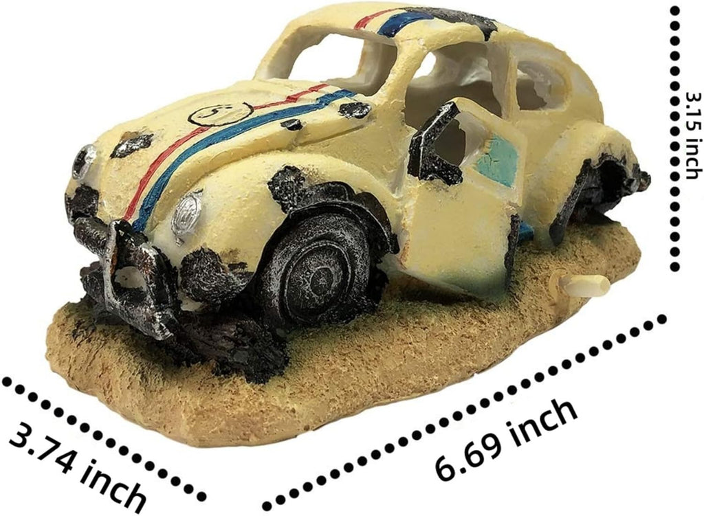 Resin Aquarium Bubble Wreck Car Decor, Fish Tank Air Bubbler Oxygen Pump Ornament, Bubble Car Decoration