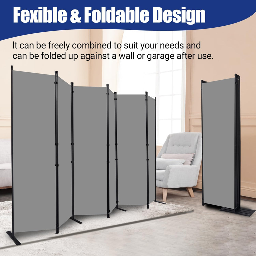 Room Divider and Folding Privacy Screens 6 Panel, 11 Ft Wide Room Partitions Dividers, Portable Room Divider Screen for Room Separtition, Folding Wall Dividers for Home, Office, Bedroom, Studio Grey