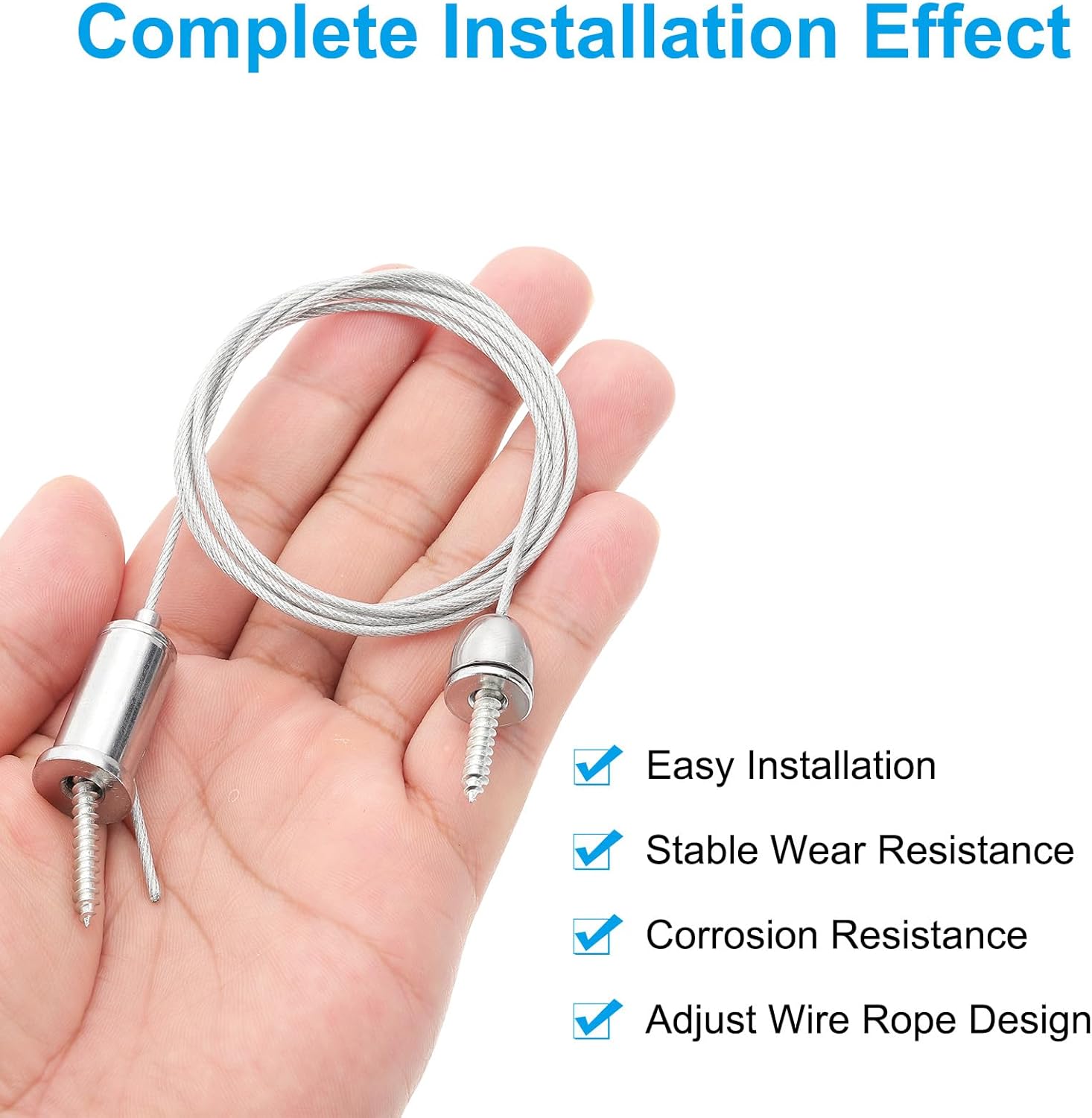 PATIKIL Ceiling Hanging Wire Cable Kit, 1m/3.3ft 8 Set Adjustable Light Suspend Cable Kit Panel Hanging Rope Clamp for Pendant Light Fitting Aquarium Lights, Style 3