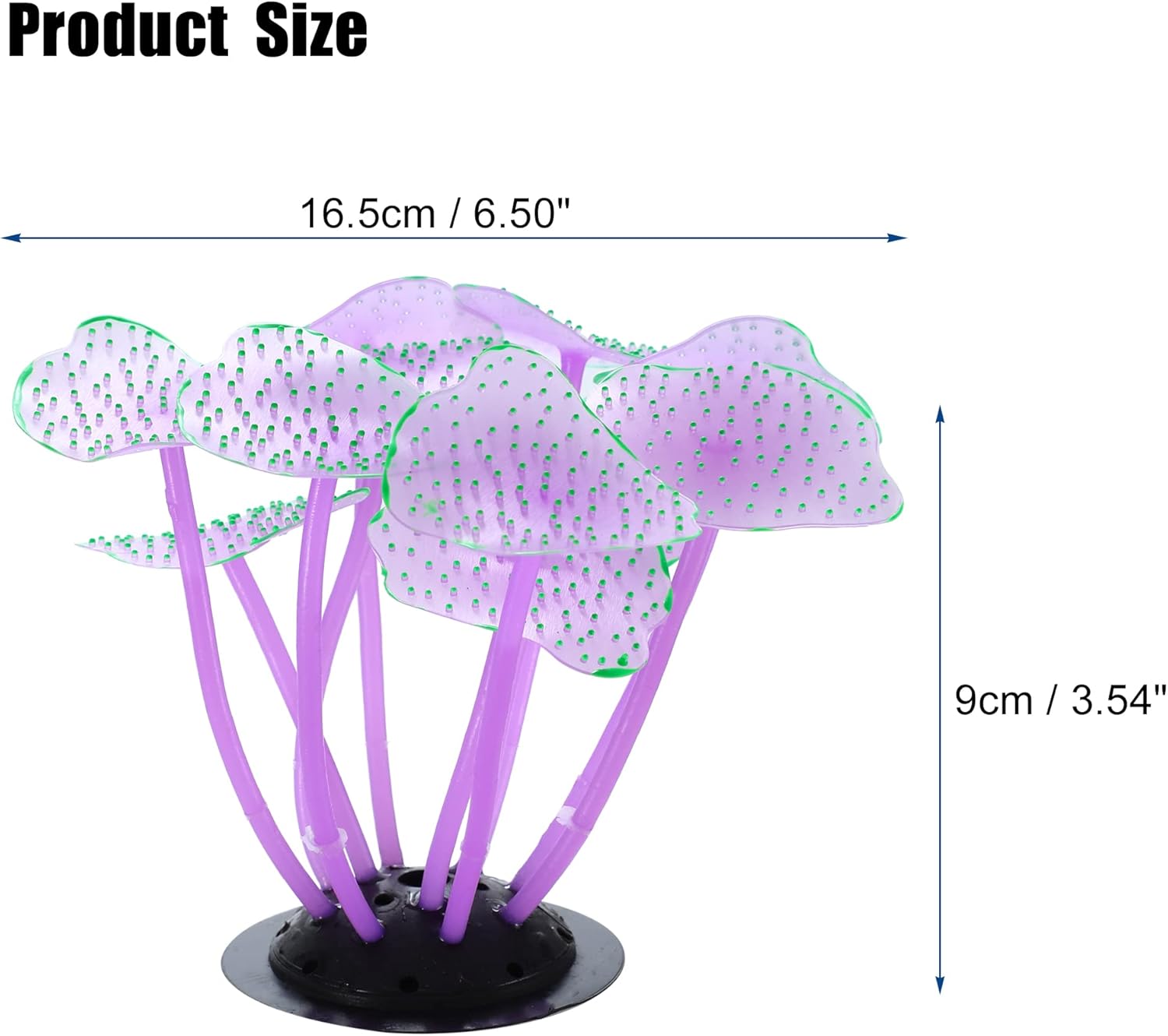VOCOSTE Soft Silicone Glowing Aquarium Mushroom Coral, Fluorescence Aquatic Artificial Coral for Fish Tank Decoration, Purple