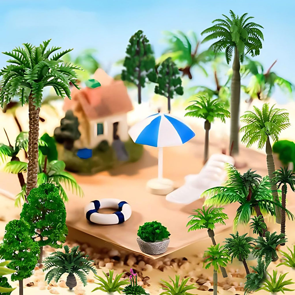 Model Trees, Miniature Palm Trees, 38Pcs, Architecture Tree, Rainforest with Sand for DIY Scenery Landscape, Model Train Scenery