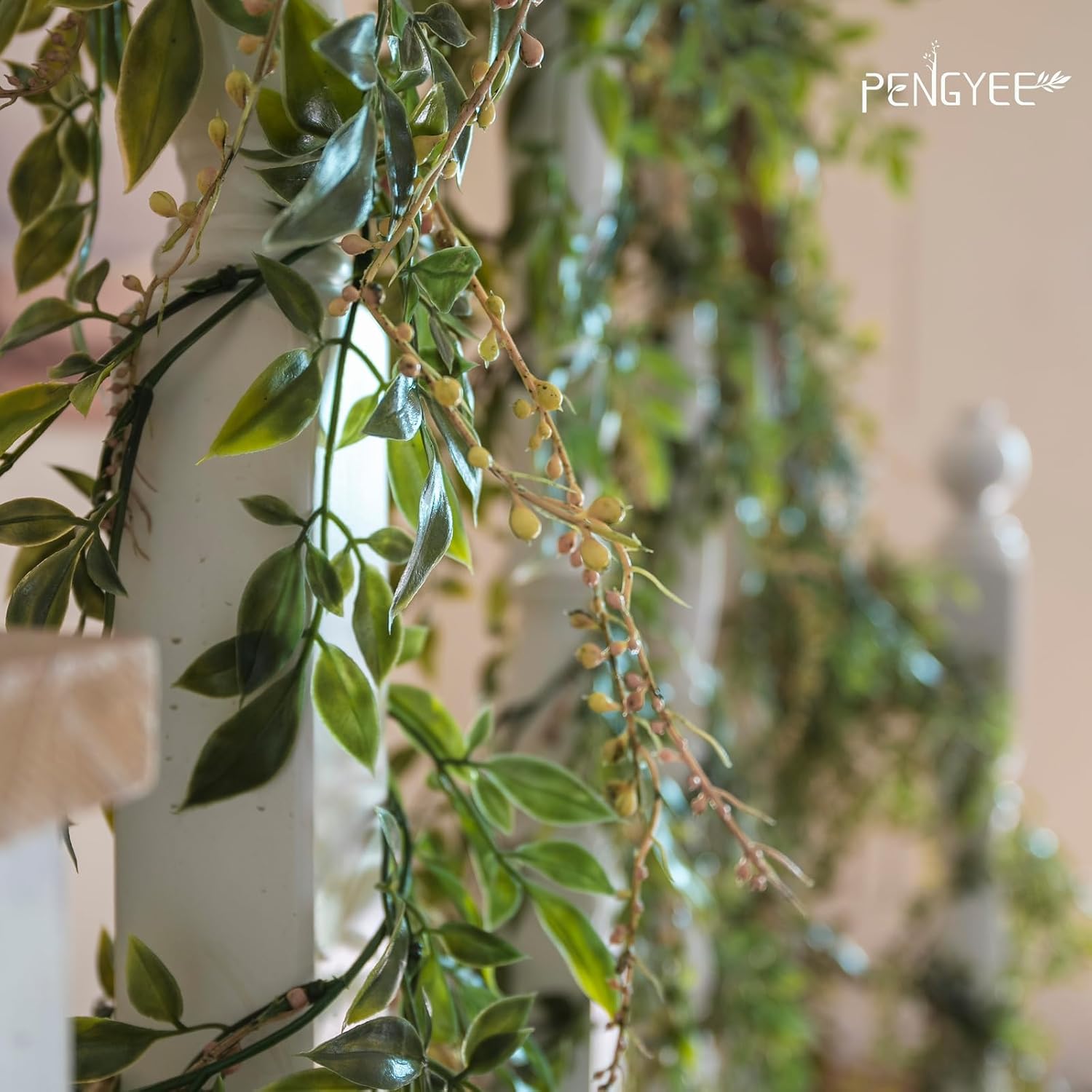 6 Pack 5.57ft Artificial Greenery Garland, Willow Leaf Garland for Room Decor, Garlands for Decoration, Fake Vines Hanging Plants for Home Bedroom Garden Wall Wedding Decor-043