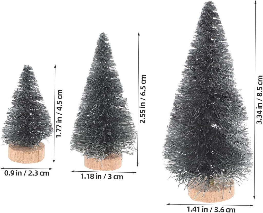 LUOZZY 12pcs Artificial Pine Trees Model Halloween Village Accessories Fake Mini Black Plant Trees Halloween Haunted House Decoration, 4.5CM+6.5CM+8.5CM