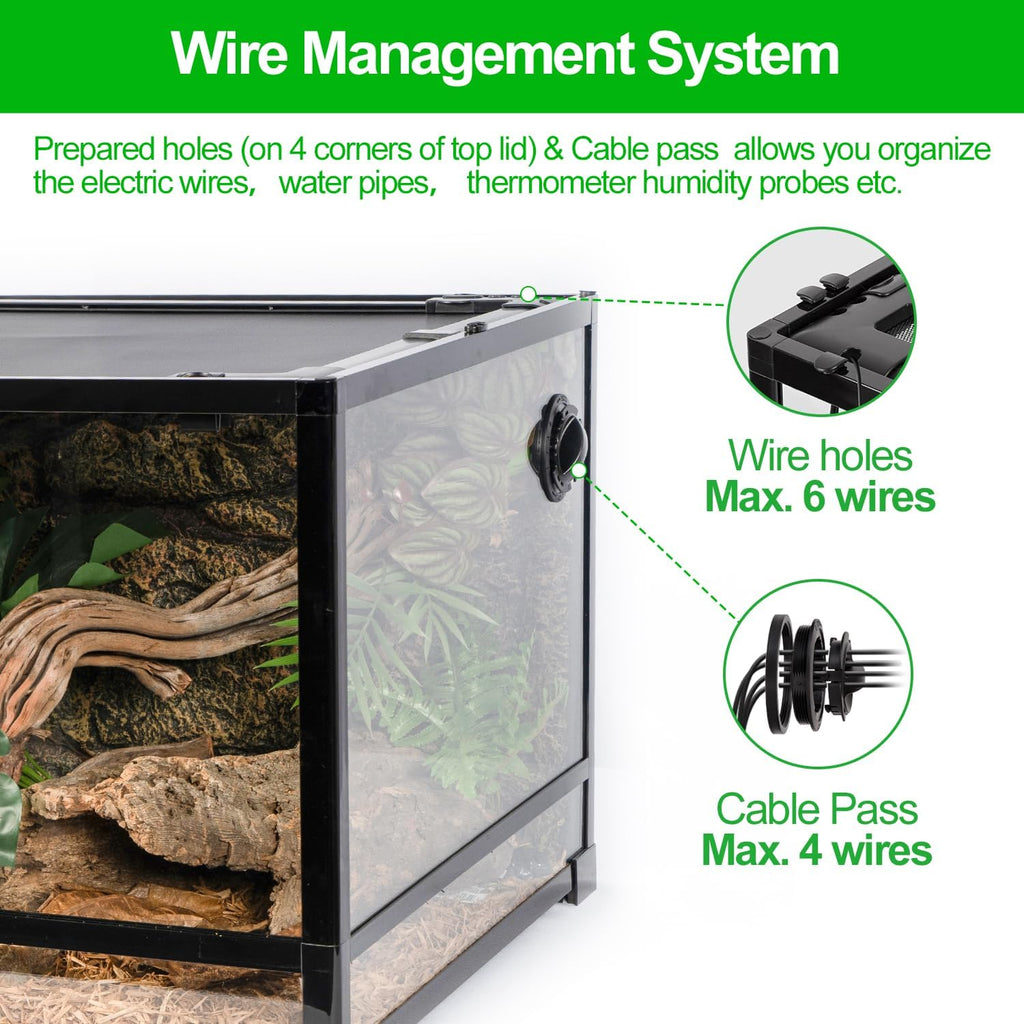 REPTI ZOO 48''x24''x18'' Glass Reptile Terrarium, Front Opening Snake Tank with Double Hinge Door, Reptile Enclosure with Top Screen Ventilation 85 Gallon