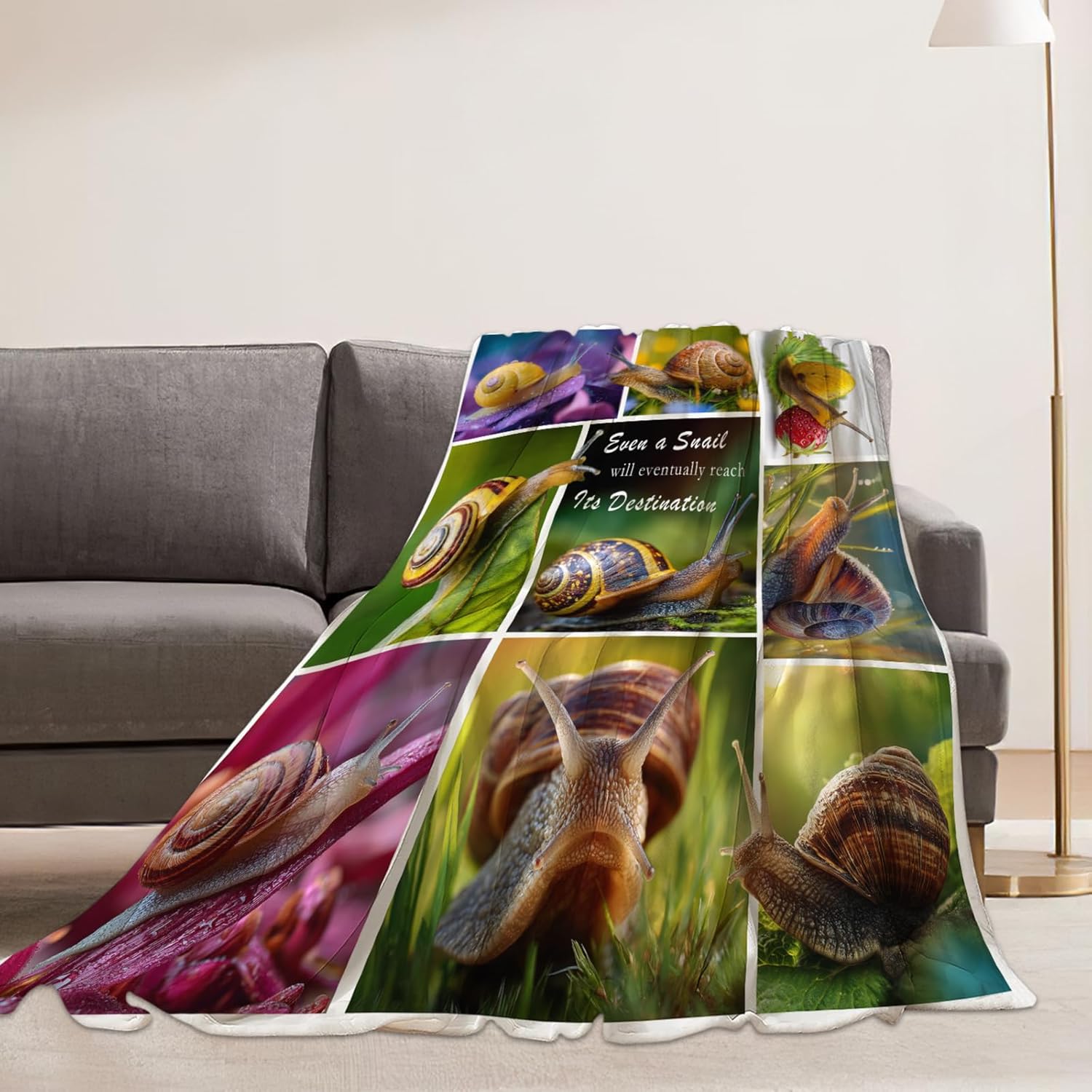 Snail Blanket Snail Lover Throw Blankets Gifts for Girls Boys Kids Soft Cozy Fleece Plush for Couch Sofa Bed 80"x60"