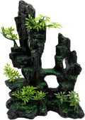Tfwadmx Aquarium Mountain View Moss Tree Rock Cave Fish Tank Stone Ornament Landscape Decoration with Small Plants