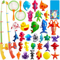 CozyBomB™ Magnetic Fishing Toys Game Set for Kids | Water Table Bathtub Kiddie Pool Party Pole Rod Net, Outdoor Plastic Floating Fish, Toddler Bath Color Ocean Sea Animals Birthday Gift Age 3-5 6 4-8