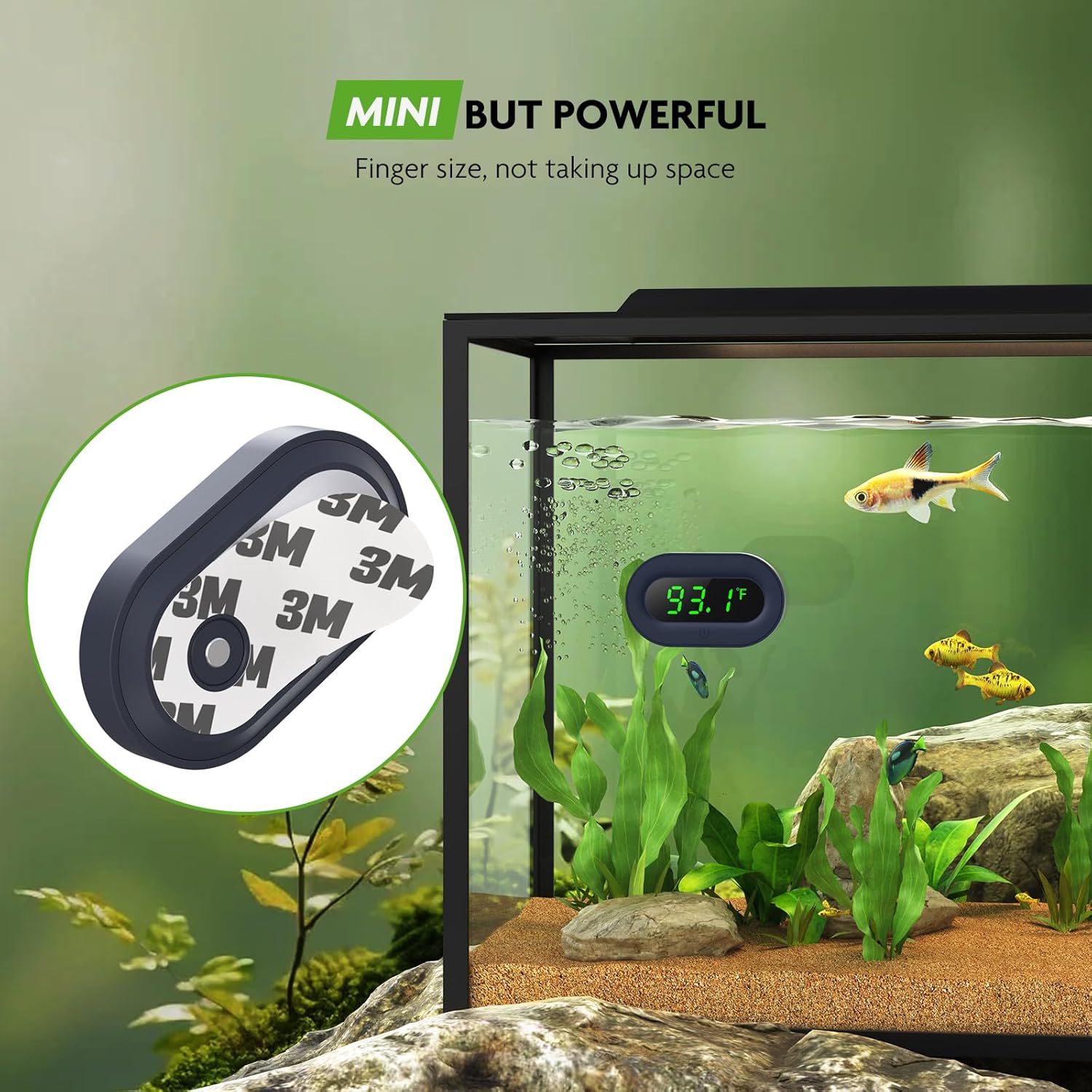 PAIZOO Aquarium Thermometer Digital, LED Display Fish Tank Thermometer Stick On Highly Accurate to ±0.9℉, Wireless Temperature Measurement for Fish, Betta, Aquatic, Replaceable Battery
