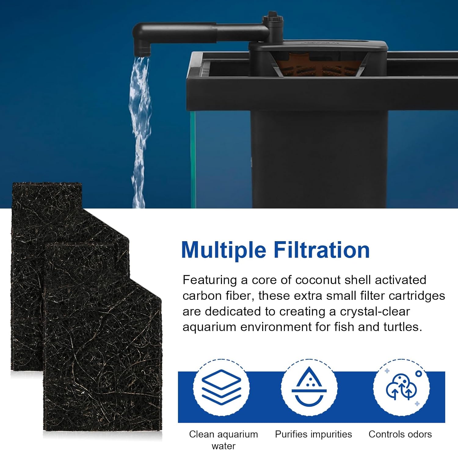 Extra Small Aquarium EcoRenew Filter Cartridges for Aqueon QuietFlow Internal Power Filters with SmartClean Technology 5G, Replacement Fish Tank Filter Cartridge for Saltwater and Freshwater, 4 Pack