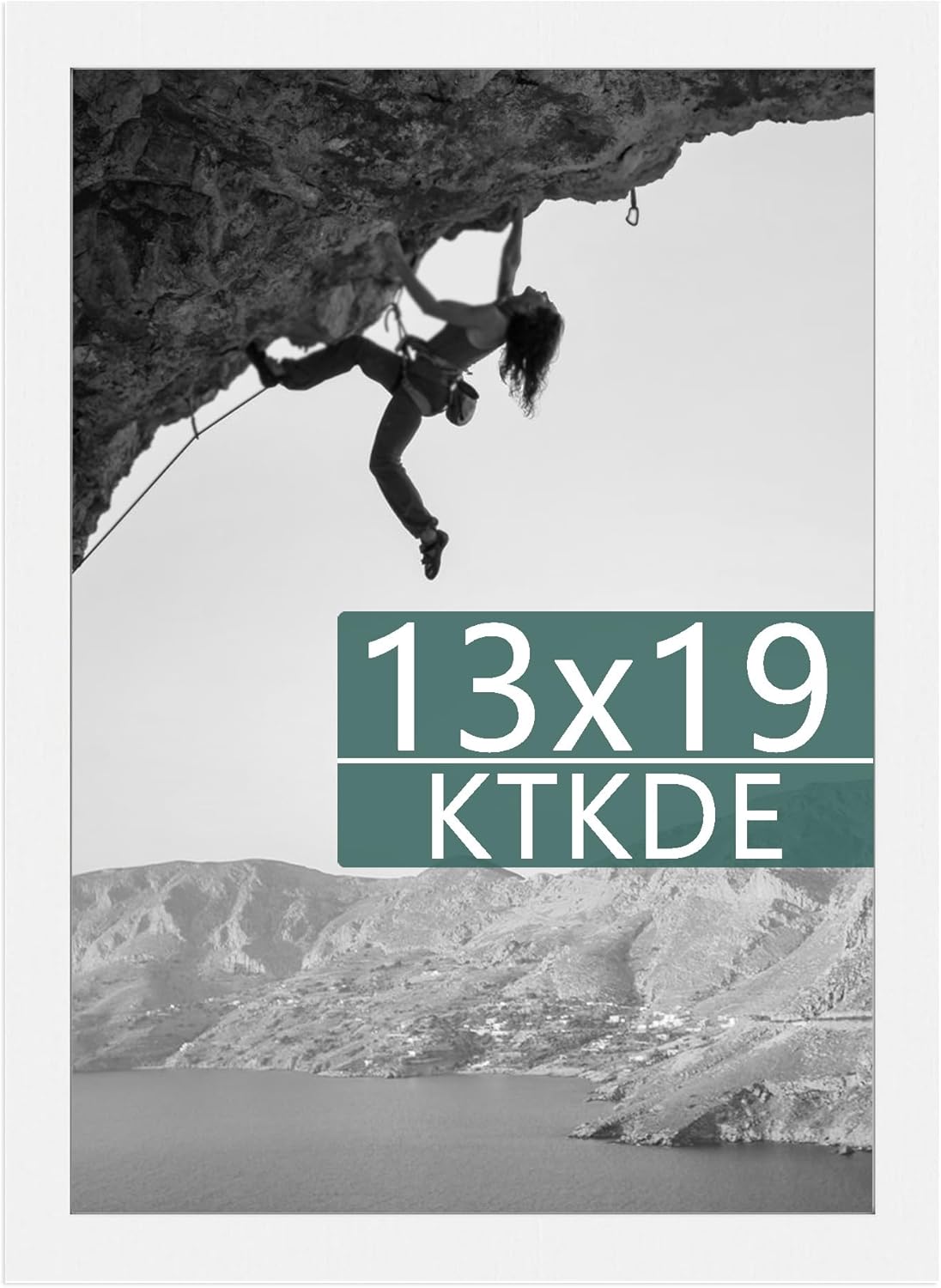 KTKDE 13x19 Picture Frame White, Wall Gallery Poster Frames Wooden, Shatter Resistant Glass, Rectangle Photo Frame for Photos,Studio Hanging Posters & Best gift