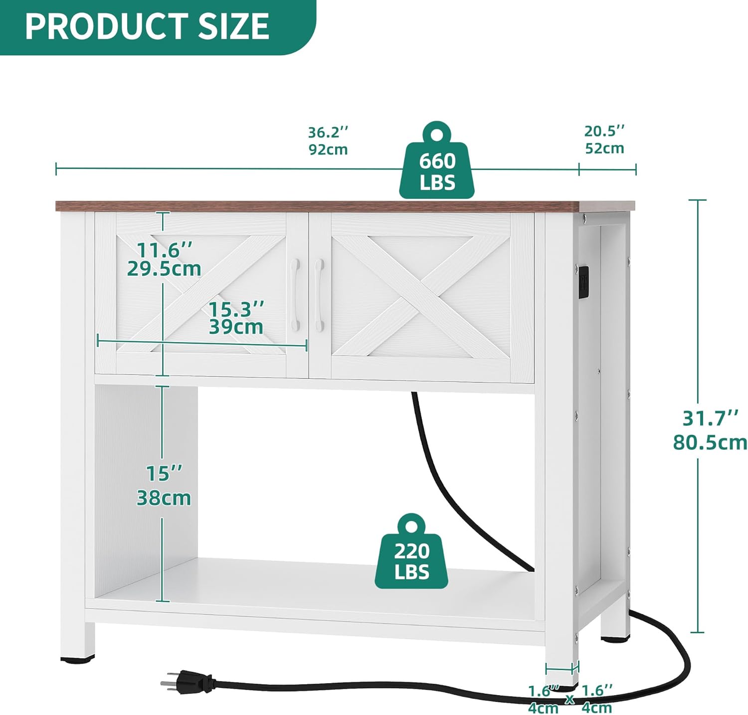 YITAHOME Heavy Duty 40-50 Gallon Aquarium Stand with Power Outlets, Cabinet for Fish Tank Accessories Storage - Metal Fish Tank Stand Suitable for Fish, Turtle, 660LBS Capacity, White