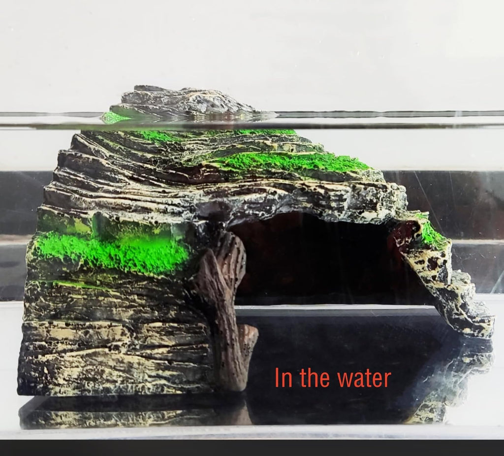 LEOTERRA Reptile Hide Cave & Basking Platform - Resin Rock Aquarium Decor for Leopard Gecko, Bearded Dragon Baby Turtle, Natural Terrarium Decoration & Snake Hideout for Fish Tank