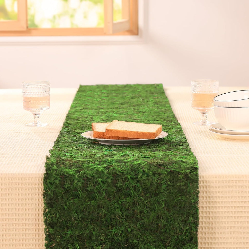 71" x 16" Dried Moss Table Runner Moss Sheet Roll for Crafts Preserved Moss Mat for Table Decoration Green Moss for Fairy Wedding Party Woodland Garden Decor