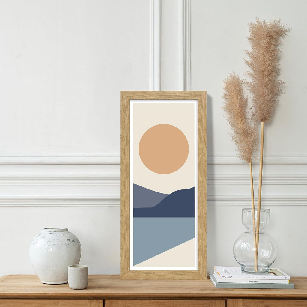 8x20 Picture Frame Set of 2, Natural Oak Wood Frame with Tempered Glass Collage Frame, Display Pictures Four 4x6 With Mat or 8 x 20 Without Mat - Horizontal or Vertical Wall Mounting