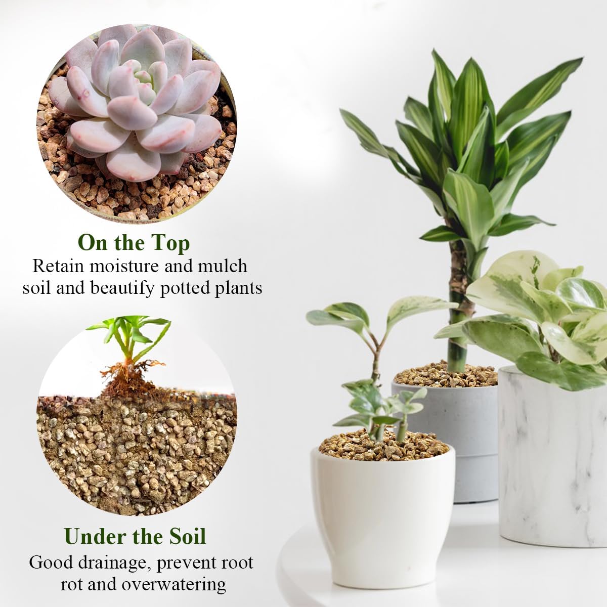 2 lbs Maifanitum Stones for Succulent,1/4 Inch Decorative Rocks for Indoor Plants, Bonsai, Soil Cover. Small Stone of Lightweight for Promote Soil Root Growth, Water Drainage and Plant Growth