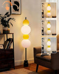 Lightdot Yellow Globe Floor Lamp with 3 Color Temperatures LED Bulbs,Dimmable Floor Lamps with Touch Switch,Unique Modern Standing Tall Lamp for Bedroom Living Room Home Office