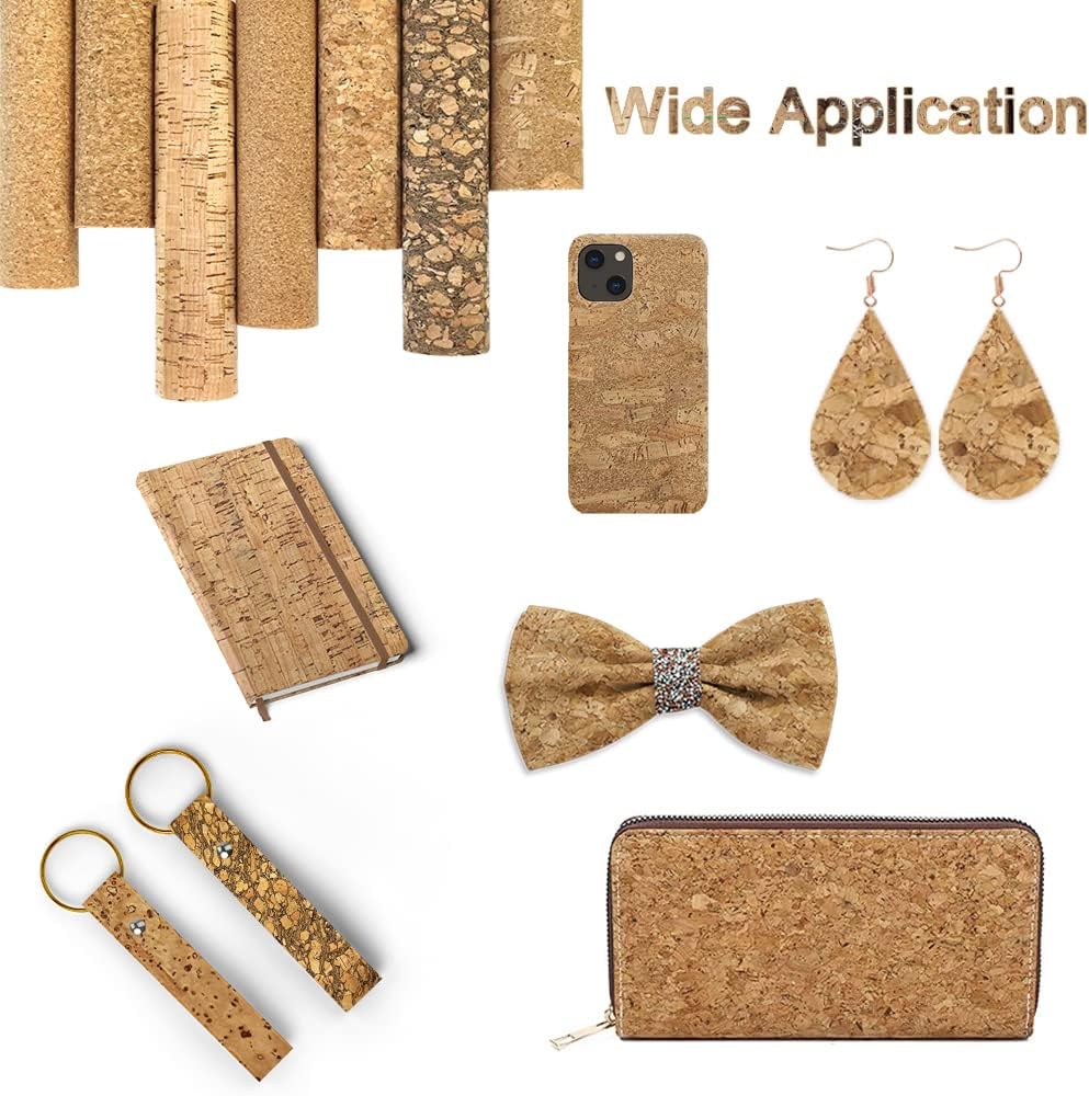 9 Pcs Soft Natural Texture Cork Faux Leather Sheets A4 Size Thin Real Cork DIY Crafts Fabric for Earrings Handbags Wallets Handicraft Accessories