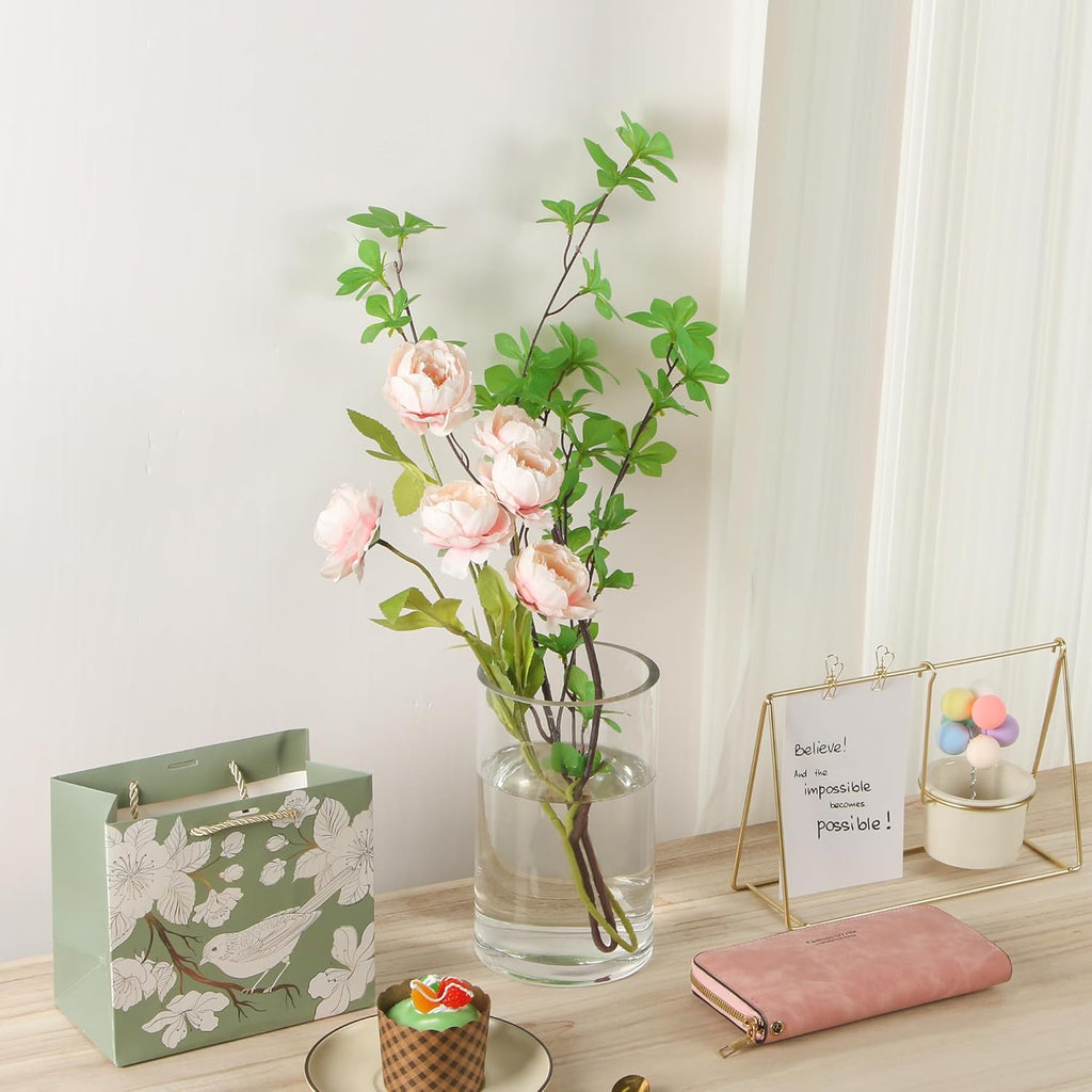 5’ Wide and 8" High Large Hand Blown Sturdy Clear Cylinder Glass Vase, Centerpiece Flower Vase for Rose, Tulip, Boquets, Hurricane Candle Holder (2, 5"x8")