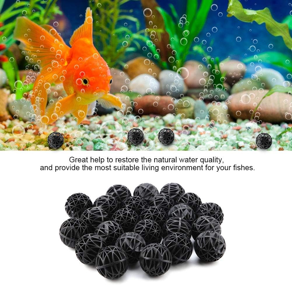 Bio Balls Filter Media, 50Pcs Porous Biochemical Aquarium Filter Balls for Biological Filtration Pond and Fish Aquarium with Sponge (46mm with Cotton)