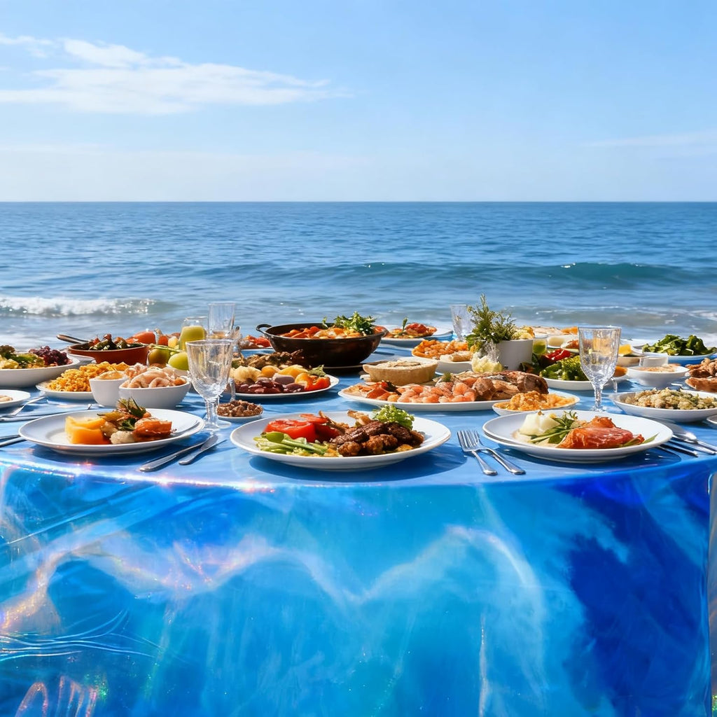Ocean Tablecloth 3 Pcs Ocean Themed Party Decorations Plastic Blue Table Cover for Beach Pool Birthday Under The Sea Party Decorations 108 x 54 Inch
