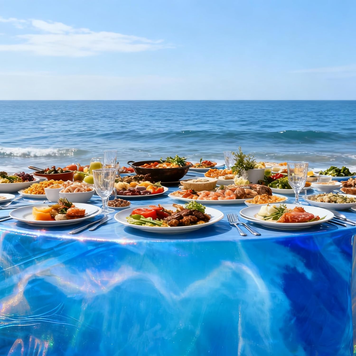 Ocean Tablecloth 3 Pcs Ocean Themed Party Decorations Plastic Blue Table Cover for Beach Pool Birthday Under The Sea Party Decorations 108 x 54 Inch