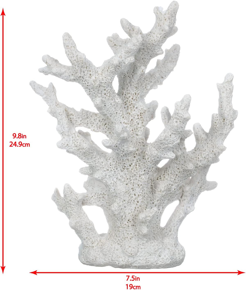 White Coral Decor – Faux Coral Reef Sculpture (9.5x7.5x3.5in) – Coastal Coffee Table Decoration - Nautical Shelf and Beach Home Decor