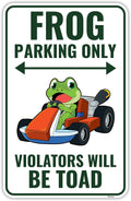Venicor Frog Parking Sign Decor - 9 x 14 Inches - Aluminum - Cute Frog Gifts for Frog Lovers Women - Frog Tank Room Decorations Accessories Stuff