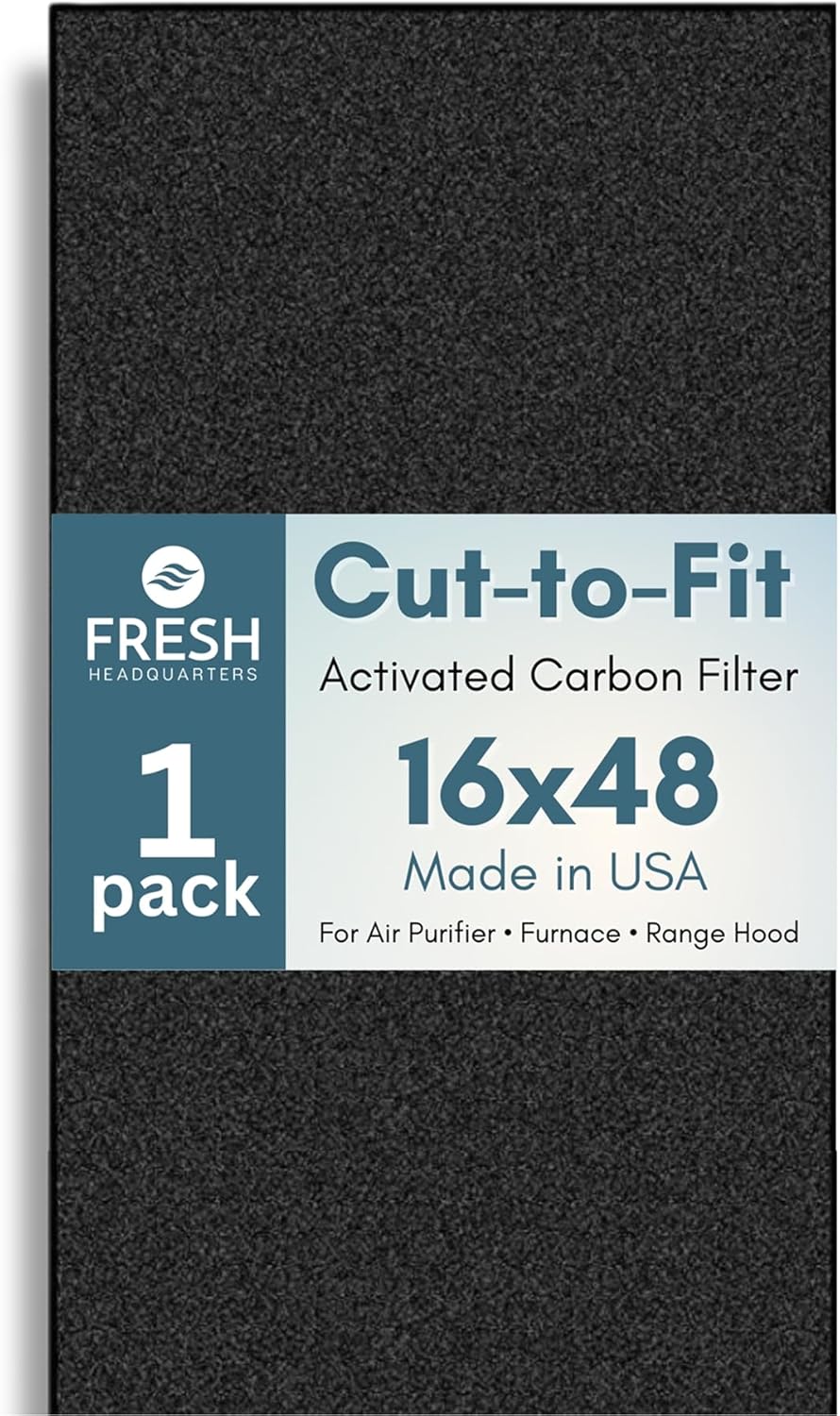 Activated Carbon Filter Pad - Cut to Fit Air Vent Filters for Home, AC, Furnace, Range Hood & Vent - Charcoal Filter Sheets Material for Dust, Odor, Smoke & Allergen Removal - 1 Pack