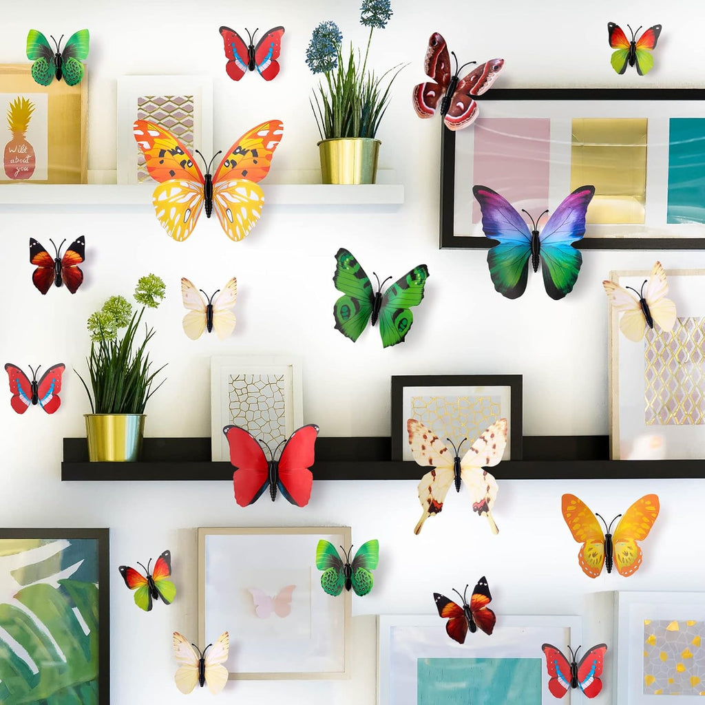 LiveGallery 72 PCS 6 Colors Removable 3D DIY Beautiful Butterfly Wall Decals Colorful Butterflies Art Decor Wall Stickers Murals for Kids Baby Boy Girls Bedroom Classroom Offices (Color)