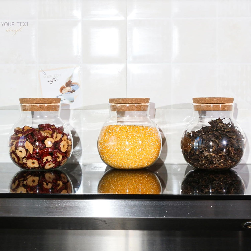 17oz Glass Jars with Airtight Cork Lids,Wedding Candy Jar,Glass Storage Jars Great Ideal for Kitchen Storage, Tea, Biscuits, Cereals, Flour, Beans, Spices, Coffee Beans (9)