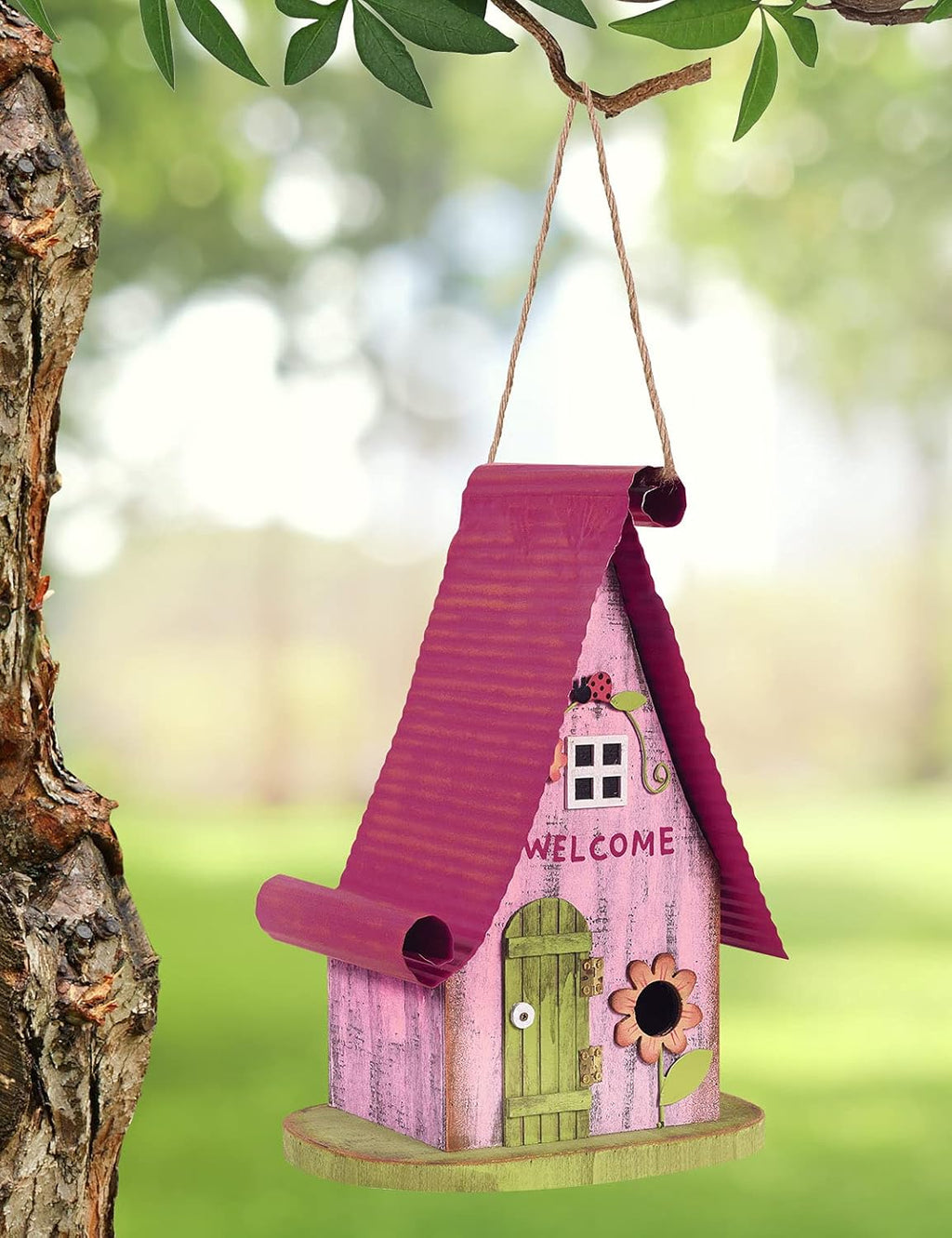 Sunset Vista Designs 93635 Gnome Collection Birdhouse, Hot Pink and Green