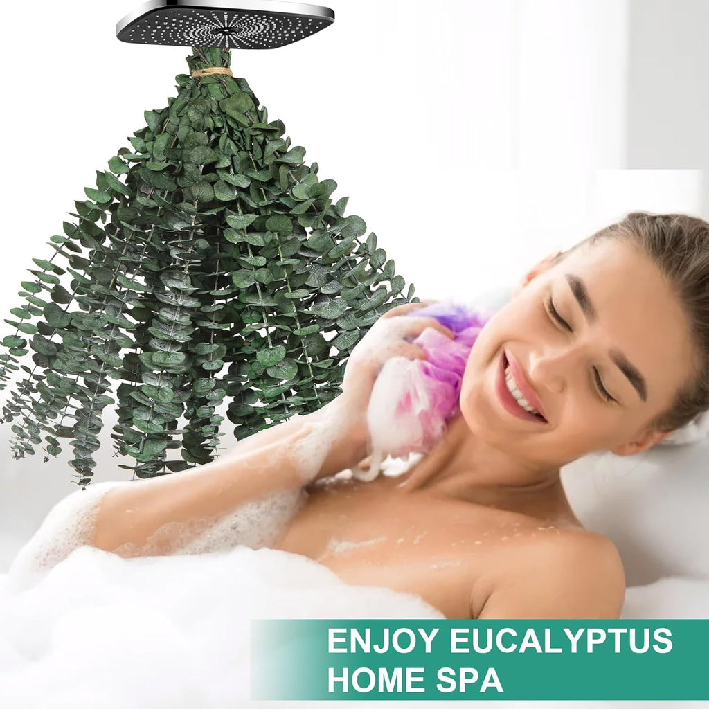 30 Pcs Dried Eucalyptus Stems for Shower, 17'' Natural Real Preserved Eucalyptus Leaves Branches Hanging, Dried Plant Bundle for Home SPA Bathroom Wedding Wall Vase Decor, Bath Essentials