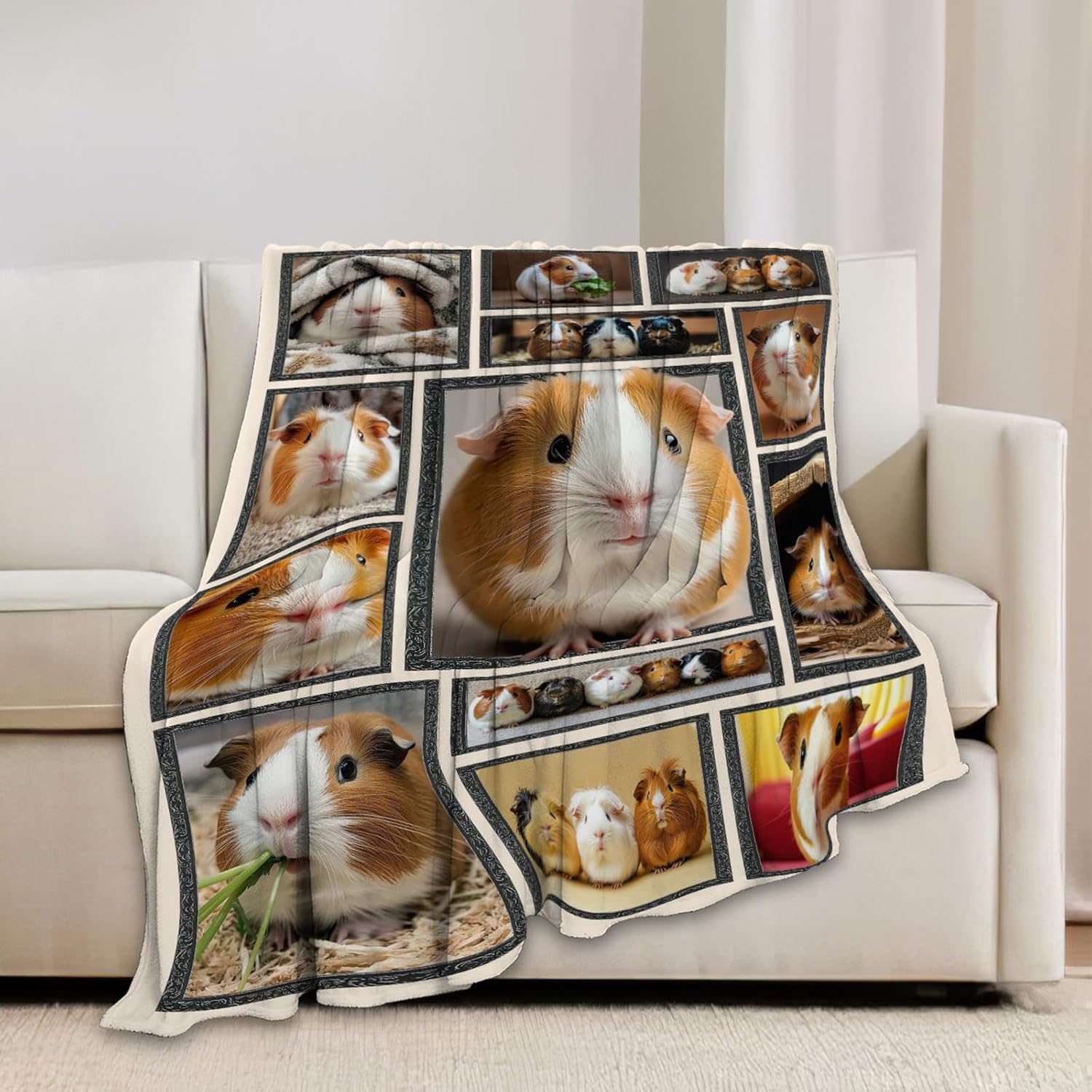 Guinea Pig Blanket Cute Animal Throw Blankets Gifts for Girls Boys Kids Guinea Pig Lover Soft Cozy Fleece Plush for Couch Sofa Bed 50"x40"