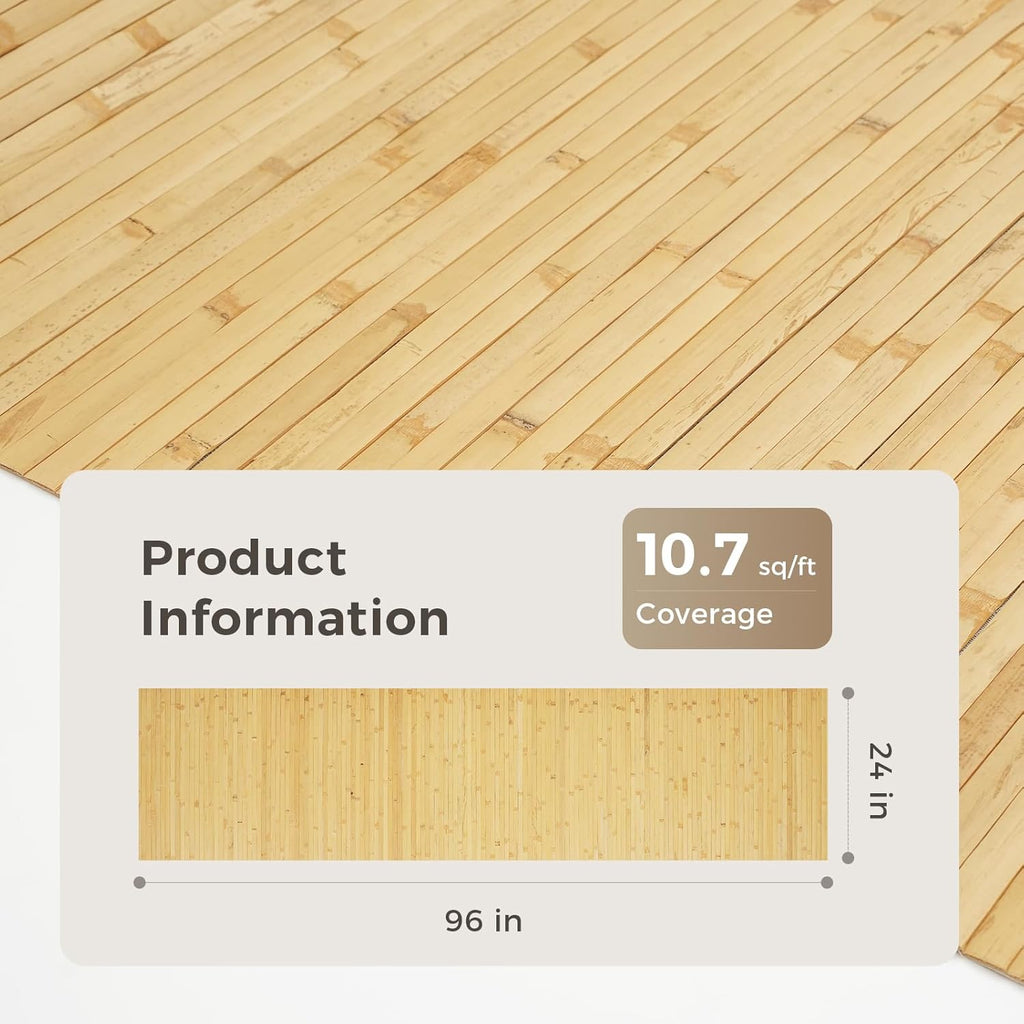 OUZUGIE 1 Pack 96x24 Inch Natural Bamboo Wall Panel – Natural Pole Wrap Paneling for Walls, Ceilings, Cabinets, Furniture – Ideal for Bedroom, Living Room & Office DIY Decor